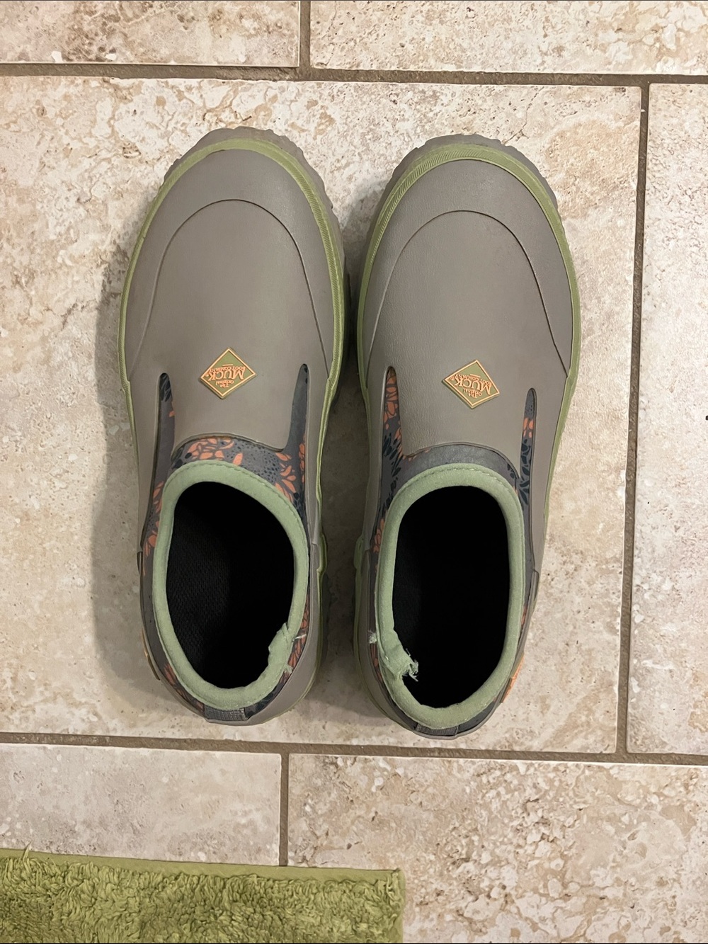 Mucks Garden Clog Mule Sage Green with Orange Details